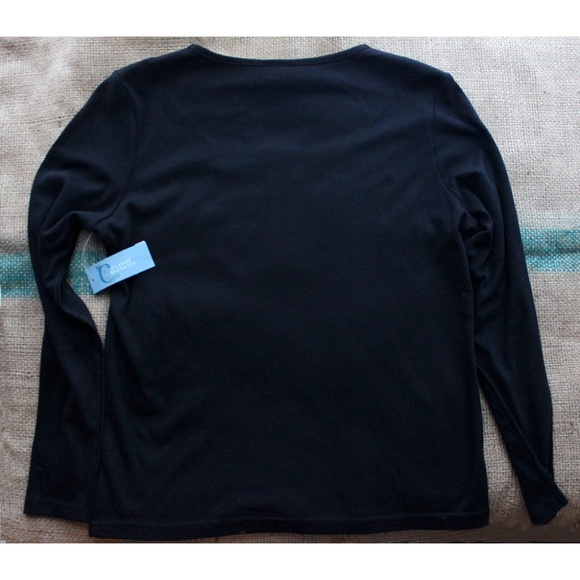 Festive Black Long Sleeve Top Embellished NWT - Picture 2 of 4